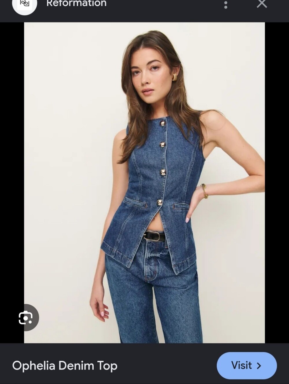 Reformation Ophelia Denim Top Size 10 - Picture 6 of 6